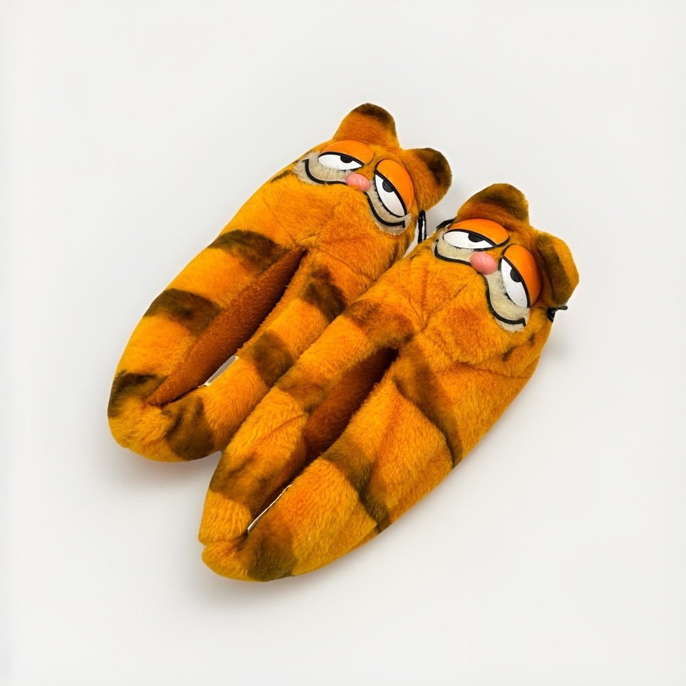Vintage 1981 Garfield Plush Slippers Size‎ Medium 6-7 Adult